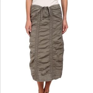 XCVI Stretch Poplin Double Shirred Panel Skirt